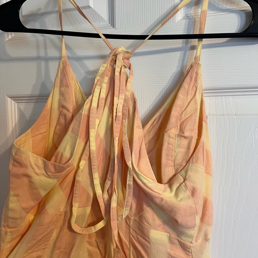 Tie-Front Free People via gingham cami midi dress in yellow - Picture 7 of 11
